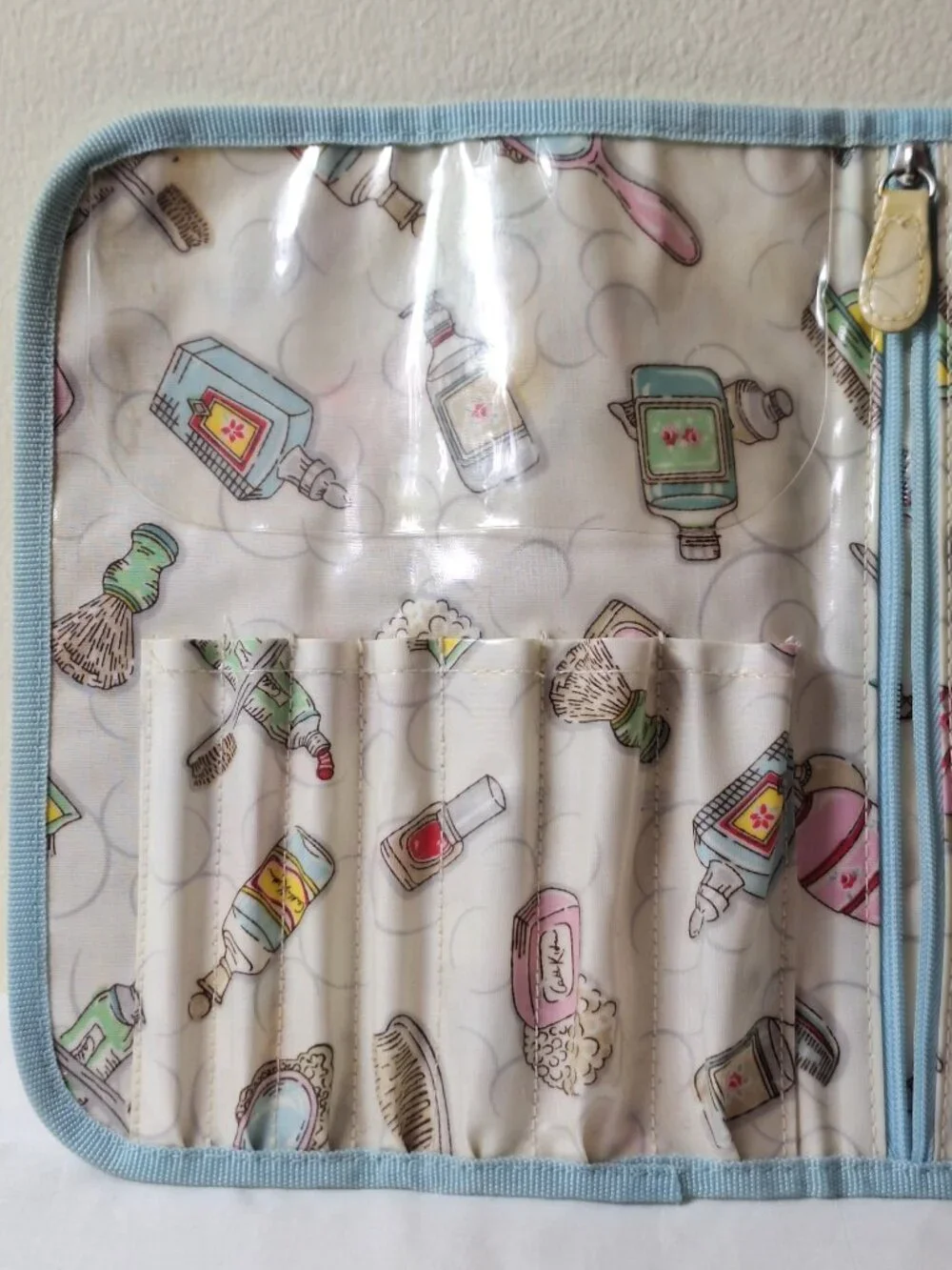 Cath Kidston Pastel Toiletry & Brush Roll - Blue Trim
